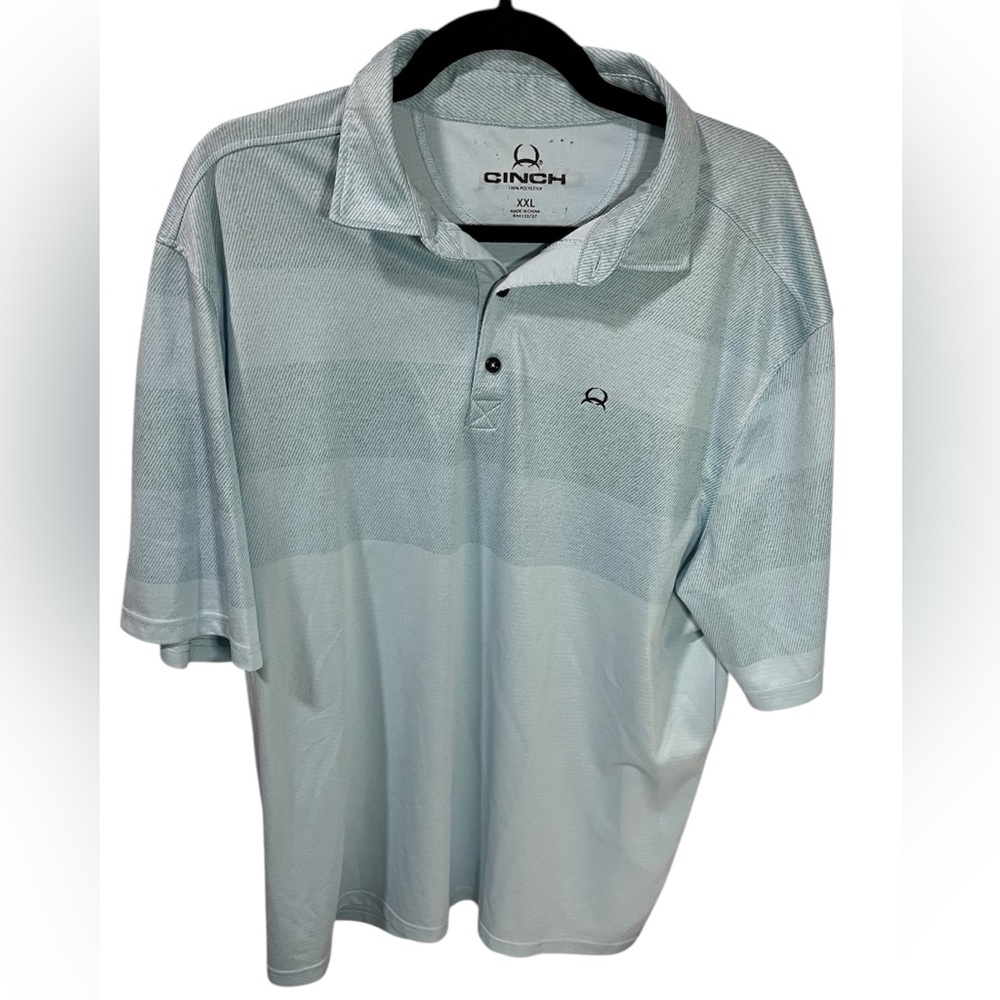 Cinch Light Blue Polo Shirt Size XXL Small striped